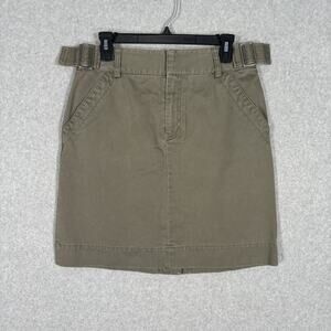 Y2K GAP Skirt Womens 8 Mini Utility Khaki Pockets Cotton Buckle Army Olive GORP